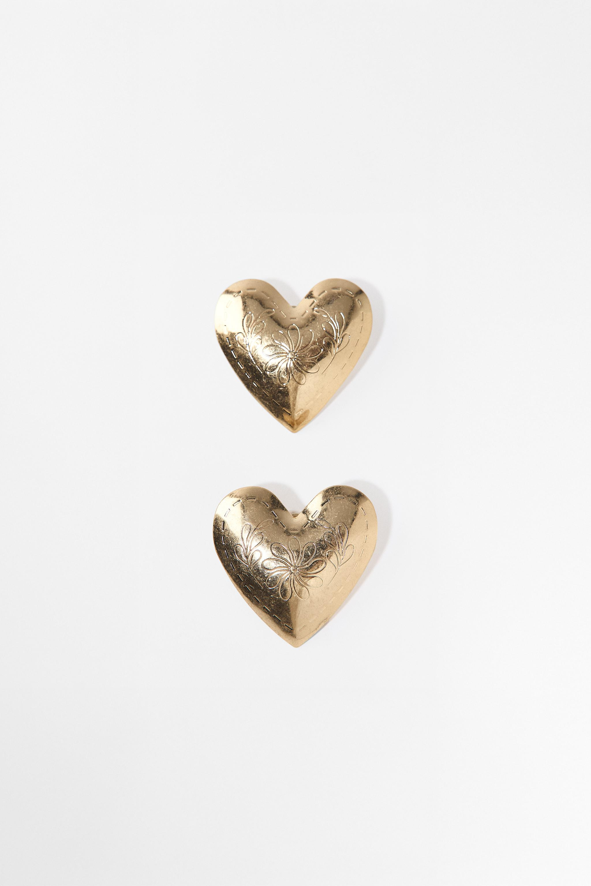 TEXTURED HEART EARRINGS | Zara US