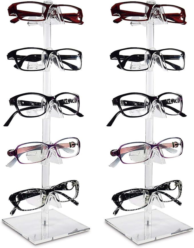 Amazon.com: Mooca 2 Piece Set Acrylic Eyeglasses Frame Riser Display Stand Sunglasses Rack Sungla... | Amazon (US)