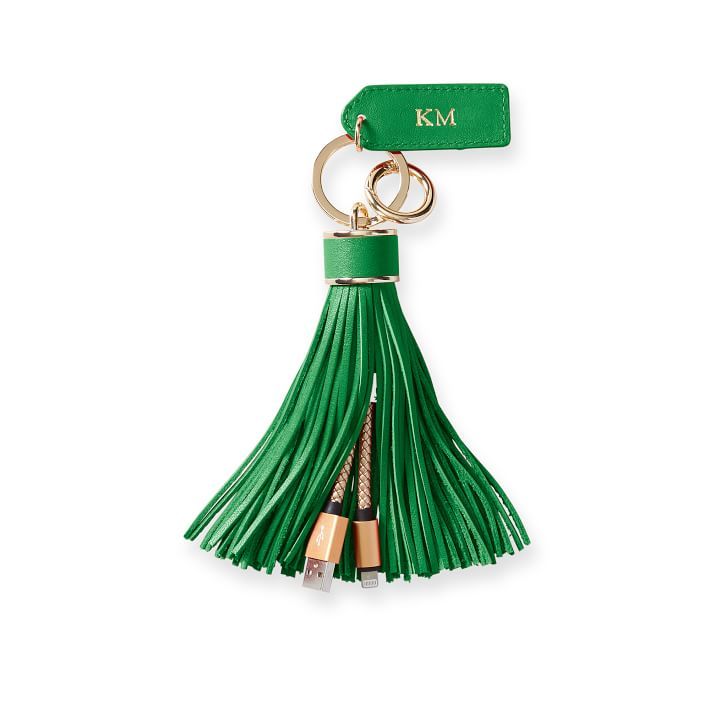 Oversized Leather Tassel Charging Keychain | Mark and Graham