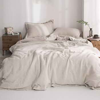 Simple&Opulence 100% Washed Linen Duvet Cover with Embroidered,Queen Size(88"x 92"),3 Pieces Soft... | Amazon (US)