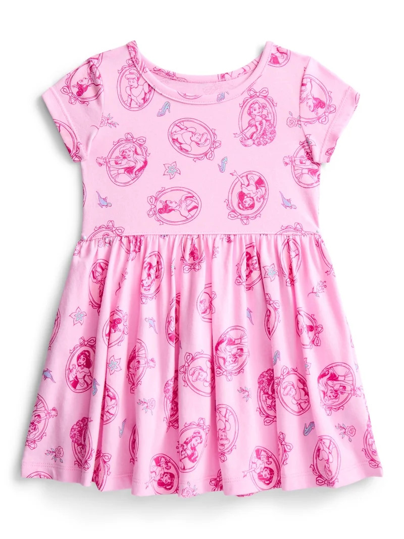 Disney Princess Toddler Girls Allover Print Dress with Short Sleeves, Sizes 12M-5T | Walmart (US)