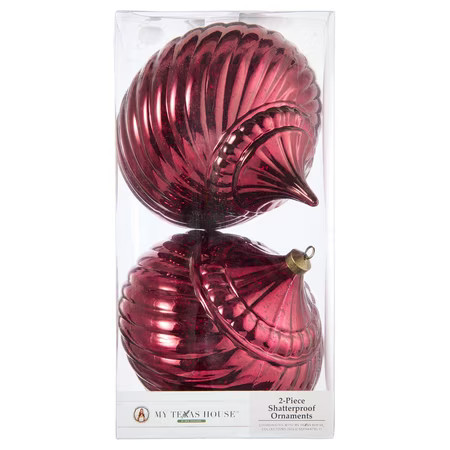 My Texas House 2-Count Burgundy Finial Shatterproof Christmas Ornaments, 11" | Walmart (US)