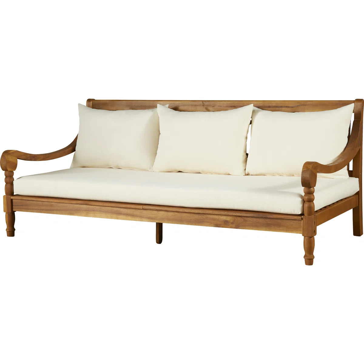 71.7'' Wide Straight Acacia Patio Daybed with Cushions | Wayfair North America