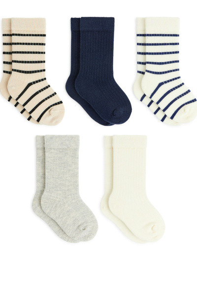 5 Paar Rippstricksocken für Babys – Beige/Blau – ARKET AT | Arket EU