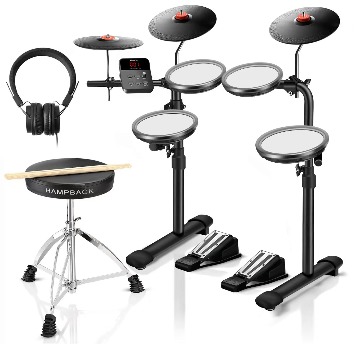 MK-0 Electric Drum Set with 7'' Quiet Mesh Drum Pads, 8'' Full Rubber Cymbals, 12 Kits and 68 Aut... | Amazon (US)