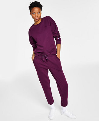 Champion Women's Powerblend Fleece Crewneck Sweatshirt & Sweatpant Joggers & Reviews - Activewear... | Macys (US)