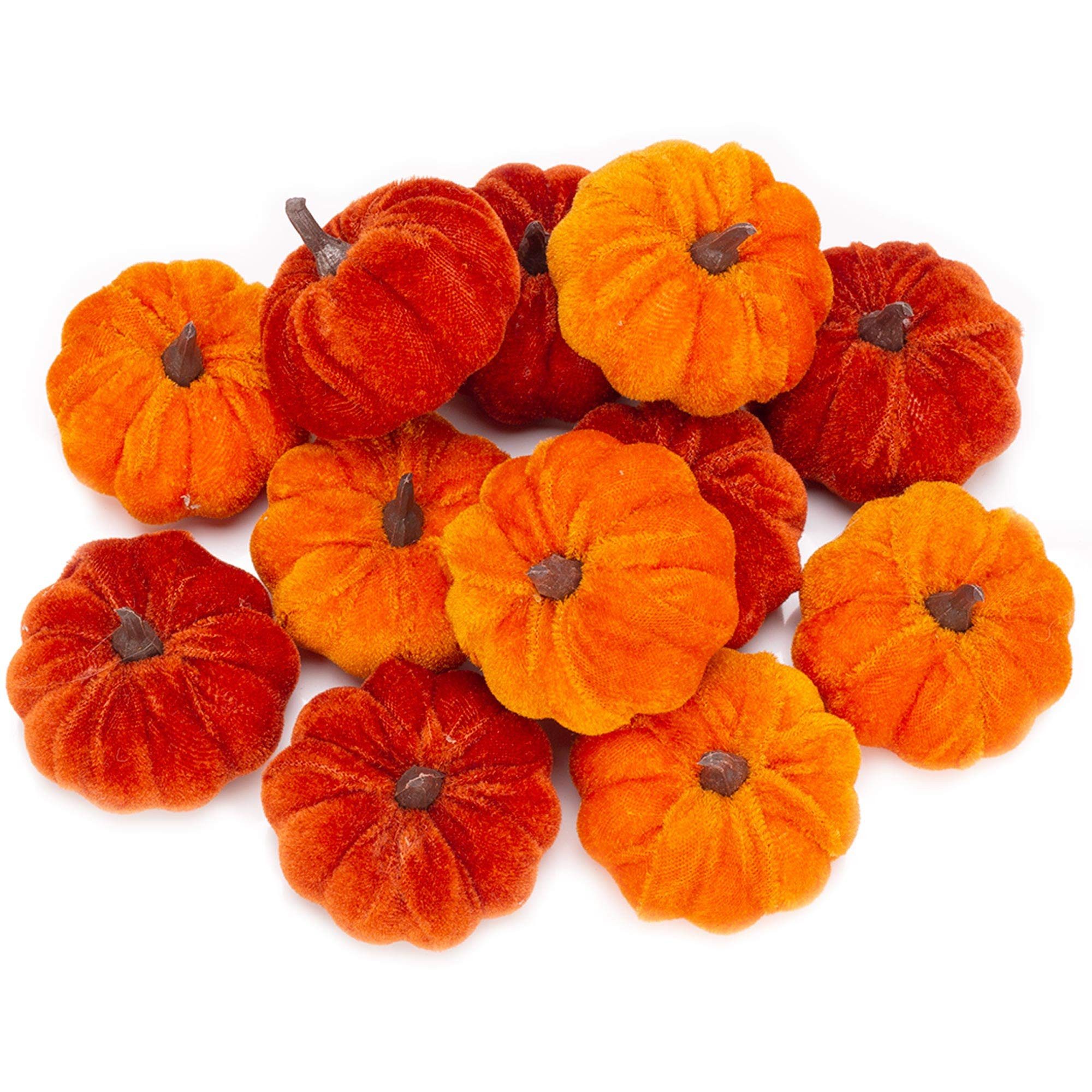 12 Pcs Artificial Pumpkins Orange Velvet Pumpkins Fall Decorations Holiday Farmhouse Decorations ... | Amazon (US)