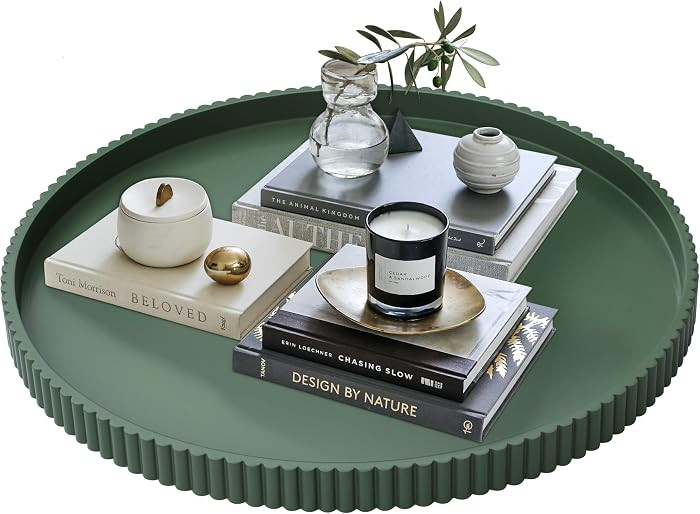 Gurfuy 24" Round Extra Ottoman Serving Tray - Rustic Wooden Table Tray for Farmhouse Decorative O... | Amazon (US)