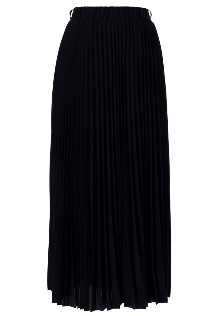Chiffon Black Pleated Maxi Skirt | Chicwish