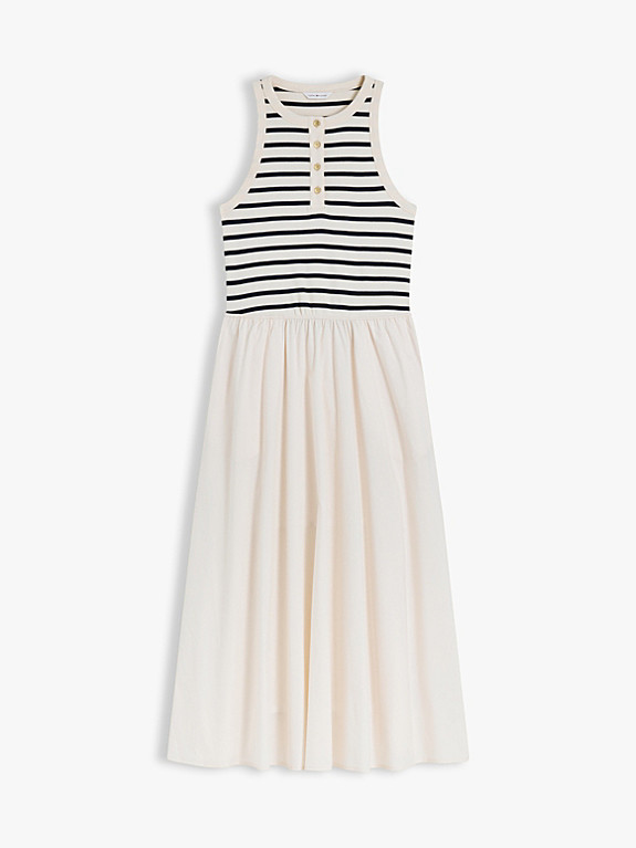 Gold-Tone Button Sleeveless Maxi Dress | Beige | Tommy Hilfiger | Tommy Hilfiger UK