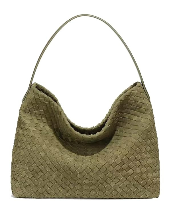 Woven Suede Shoulder Bag for Women Suede Hobo Bag Tote Elegant Handbag Satchel for Work Travel | Amazon (US)