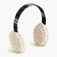 Faux fur earmuffs in Stewart white tartan | J. Crew US