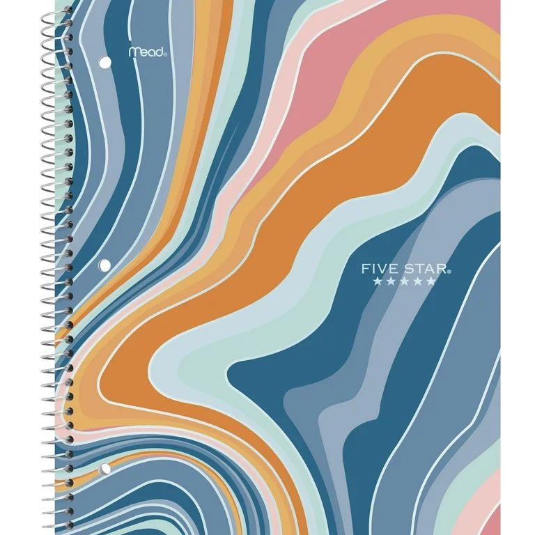 Five Star New Wave Geo Spiral Notebook, 1 Subject, Wide Ruled, Blue Wave (930077FA-WMT) | Walmart (US)