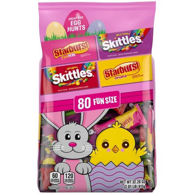 Skittles & Starburst Fun Size Chewy Candy Easter Basket Stuffers Bulk Box - 32.28oz/80ct | Target