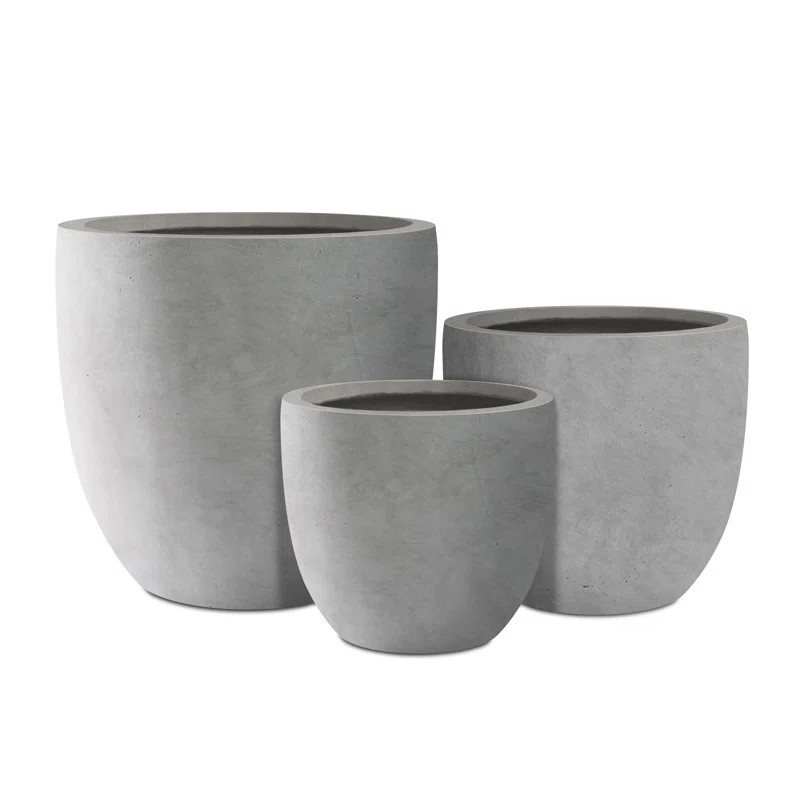 Kante 3 Piece 18", 14", and 10"W Round Planters, Outdoor Indoor Modern Planter Pots, Lightweight,... | Wayfair North America