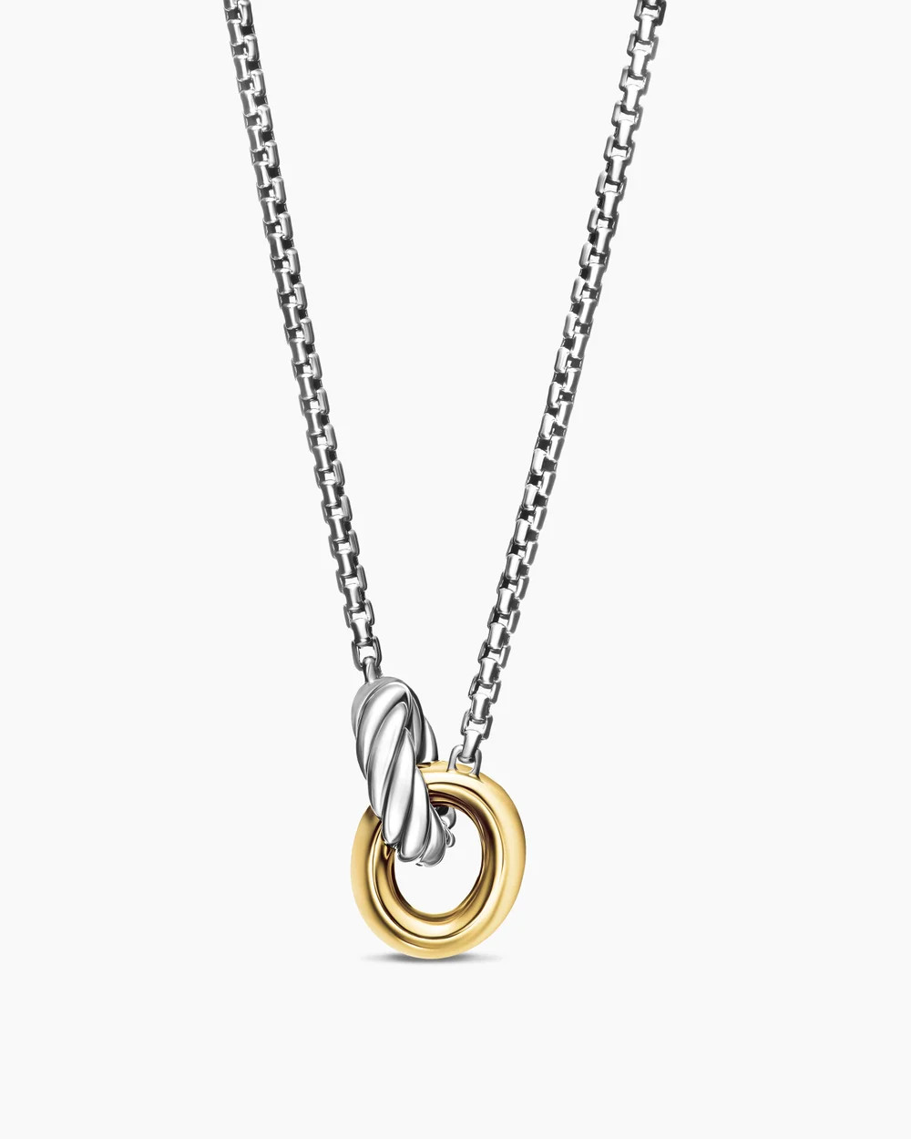 David Yurman | Petite Cable Linked Necklace in Sterling Silver with 14K Yellow Gold, 15mm | David Yurman