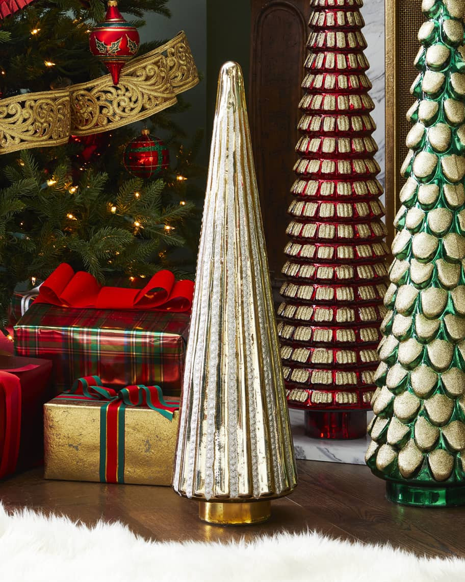 Stalwart Homestyles 26" Gold and Silver Glass Decorative Tree | Neiman Marcus