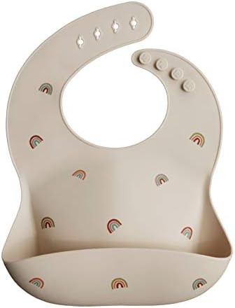 mushie Silicone Baby Bib | Adjustable Fit Waterproof Bibs (Rainbows) | Amazon (US)