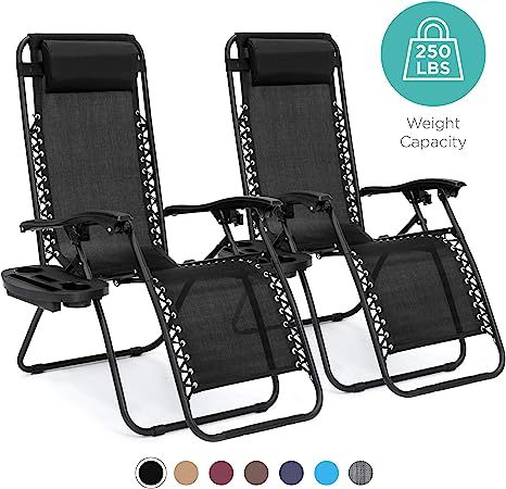 Best Choice Products Set of 2 Adjustable Steel Mesh Zero Gravity Lounge Chair Recliners w/Pillows... | Amazon (US)