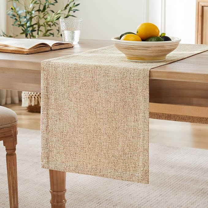 ZeeMart Burlap Style Farmhouse Table Runners 60 Inches Long, Beige Rustic Woven Dining Table Runn... | Amazon (US)