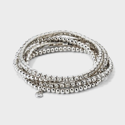 Rhinestone Bracelet Set 5pc - Wild Fable™ Silver | Target