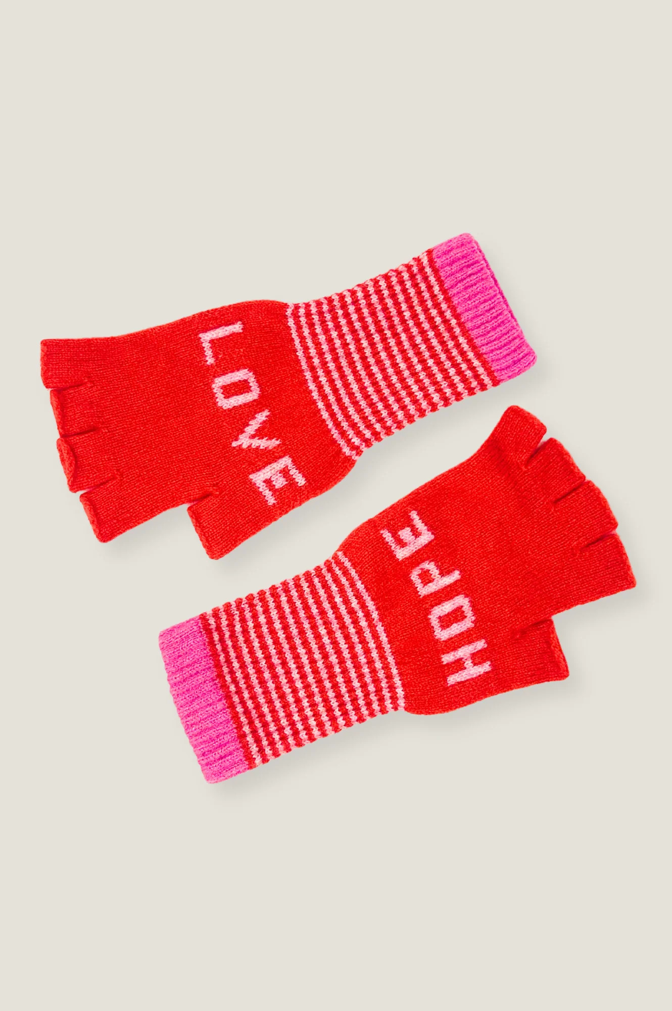 Love Hope Fingerless Gloves | Red/Pink | Aspiga
