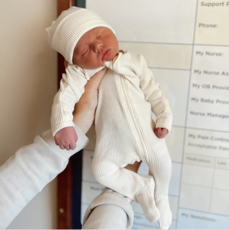 Organic Waffle Basic Zip Footie, Snow | SpearmintLOVE