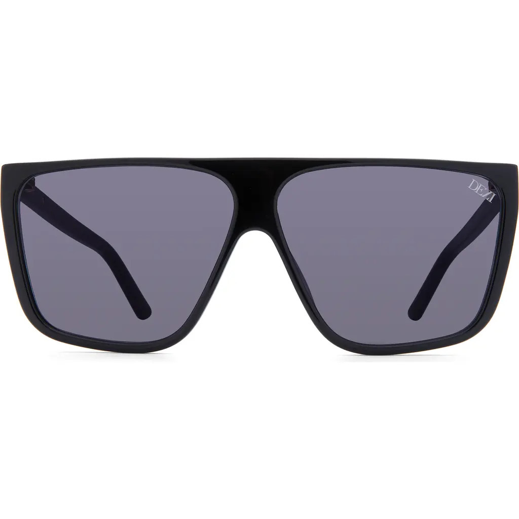 DEZI Type B 63mm Oversize Flat Top Sunglasses in Black/Dark Smoke at Nordstrom | Nordstrom