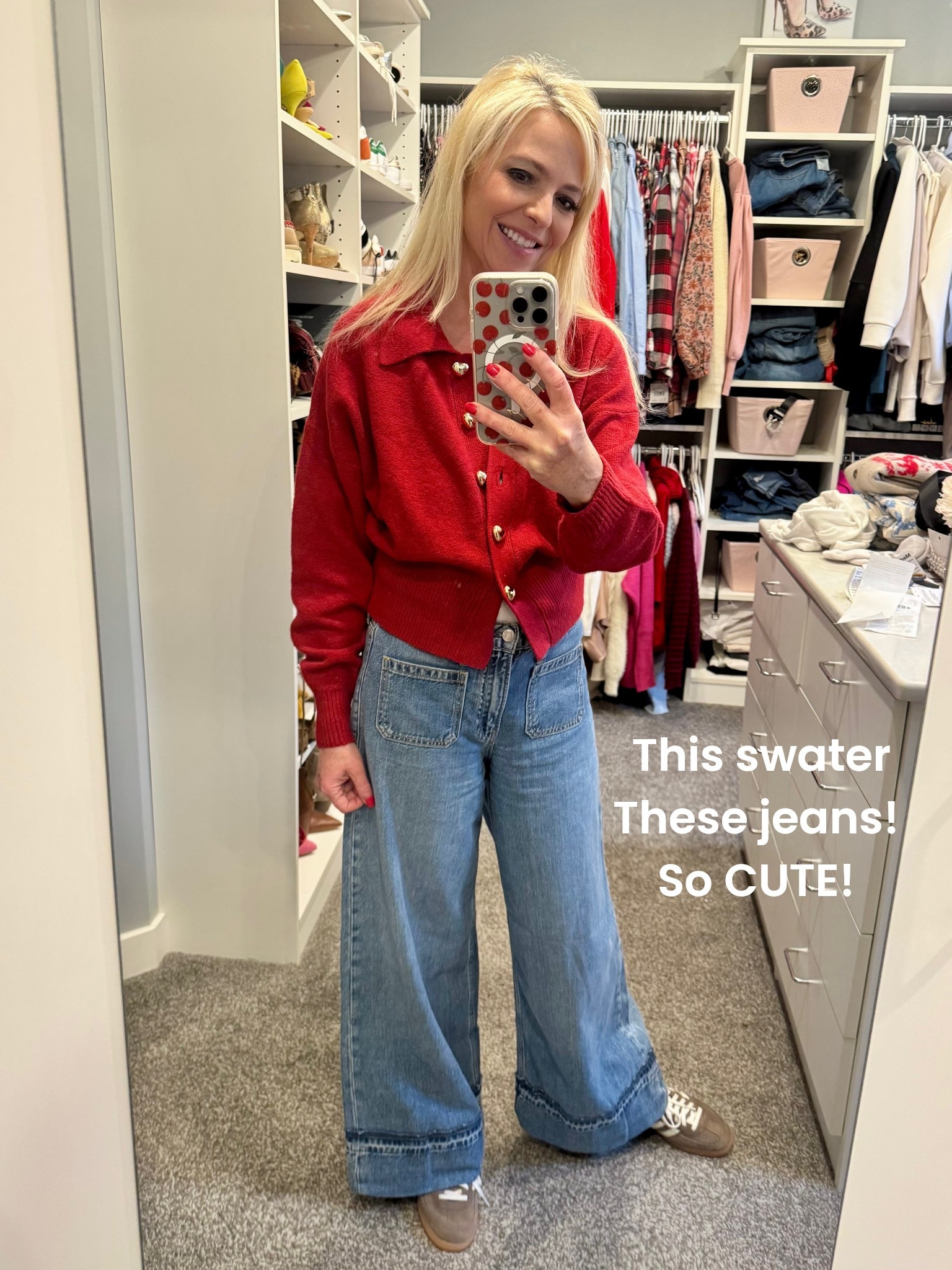 Love this sweat sweater with the heart buttons, love these jeans! Love the sneakers just a great little winter outfit! Winter fashion. Cardigan. Wide leg jeans 

#LTKootd #LTKFindsUnder50 #LTKSaleAlert
