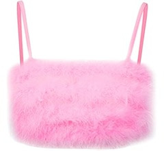 Women Sexy Tank Top Fuzzy Vest Faux Fur Bandeau Bra Top Waistcoat Spaghetti Strap Crop Top | Amazon (UK)