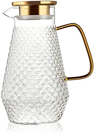 Glass Pitcher,50oz/1.5 Liter Water Pitcher with S.S. Lid, Beverage Serveware, Iced Tea Jug,Water ... | Amazon (US)