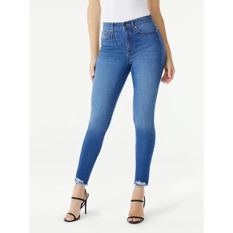 Sofia Jeans Women's Rosa Curvy Skinny Super High Rise Destructed Hem Jeans, 25" Inseam, Sizes 00-... | Walmart (US)