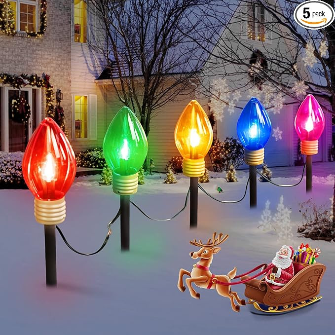 Jumbo C9 Christmas Pathway Lights Outdoor - 8.5 Feet 5 LED C9 Walkway Light, C7 Light Covered Jum... | Amazon (US)