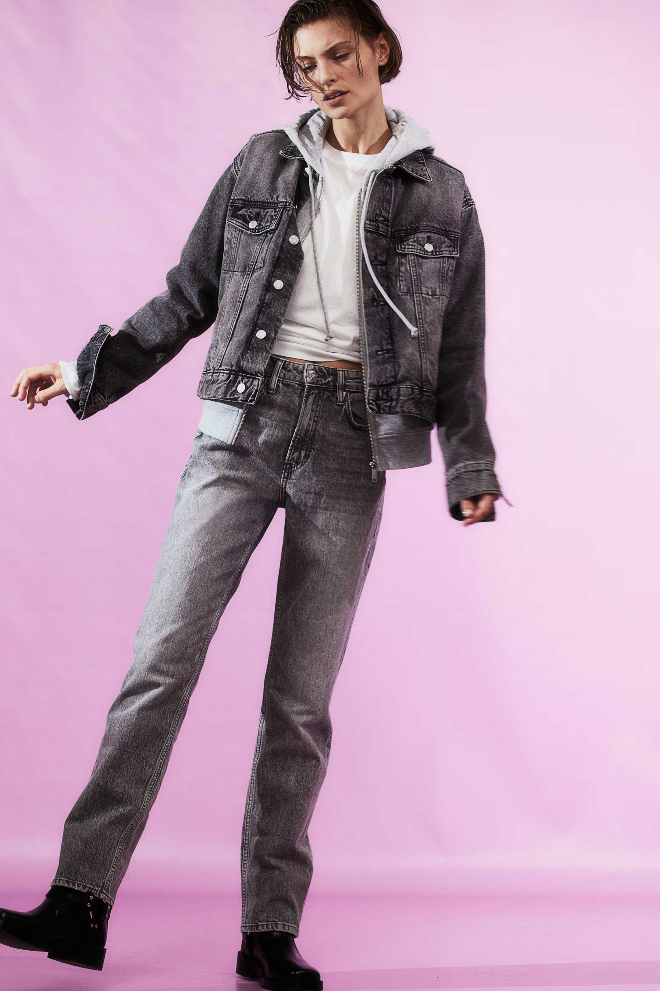 Slim Straight High Jeans - Gray - Ladies | H&M US | H&M (US + CA)