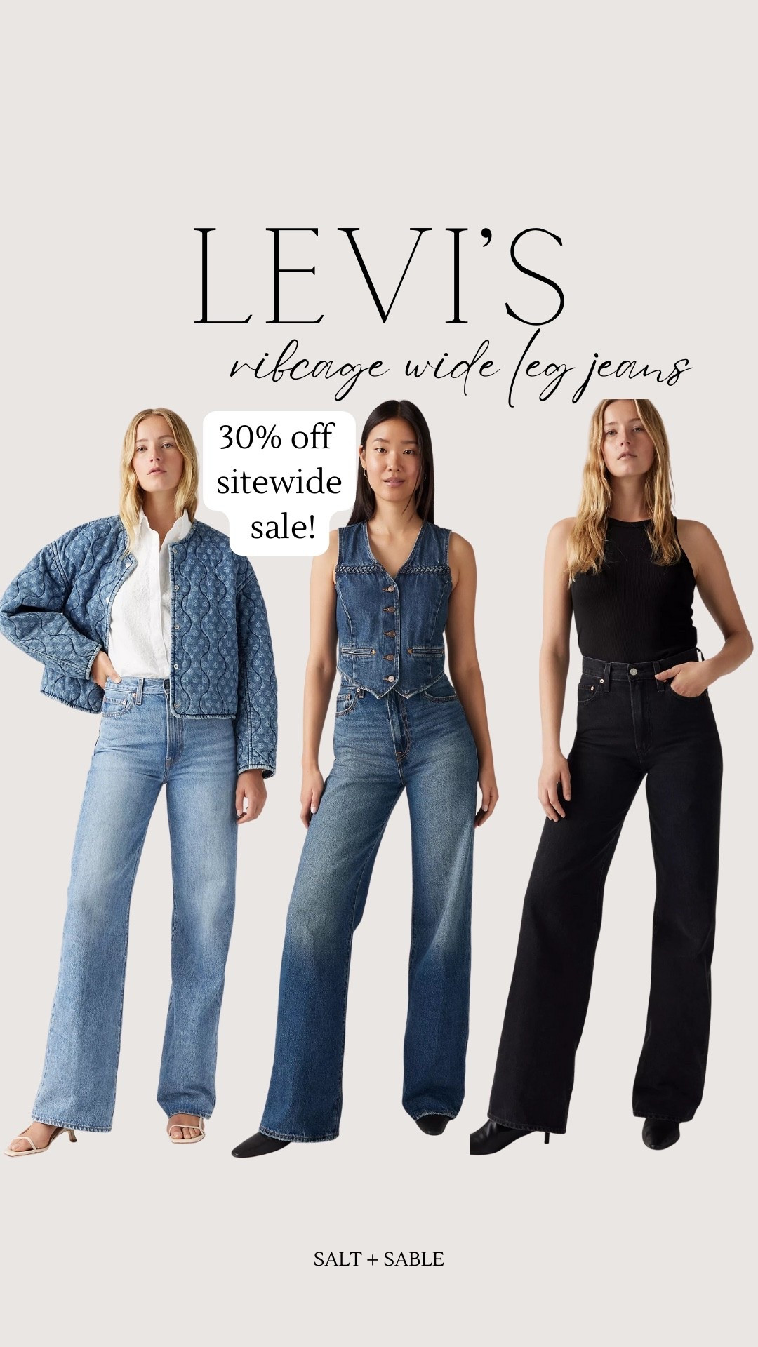 Shop the Levi’s Labor Day sale and save 30% sitewide! Save now til September 2nd. 

Now I can’t decide which denim wash to get in these ribcage wide leg jeans 👖 Which pair are you to snag? 

Premium denim, wide-leg jeans, jeans for women, women’s jeans, Levi’s jeans, Ribcage jeans outfit, Ribcage jeans Levi’s outfit, Ribcage jeans Levi’s, Ribcage jeans style, Ribcage jeans women, wide leg jeans outfit 

#LTKSaleAlert