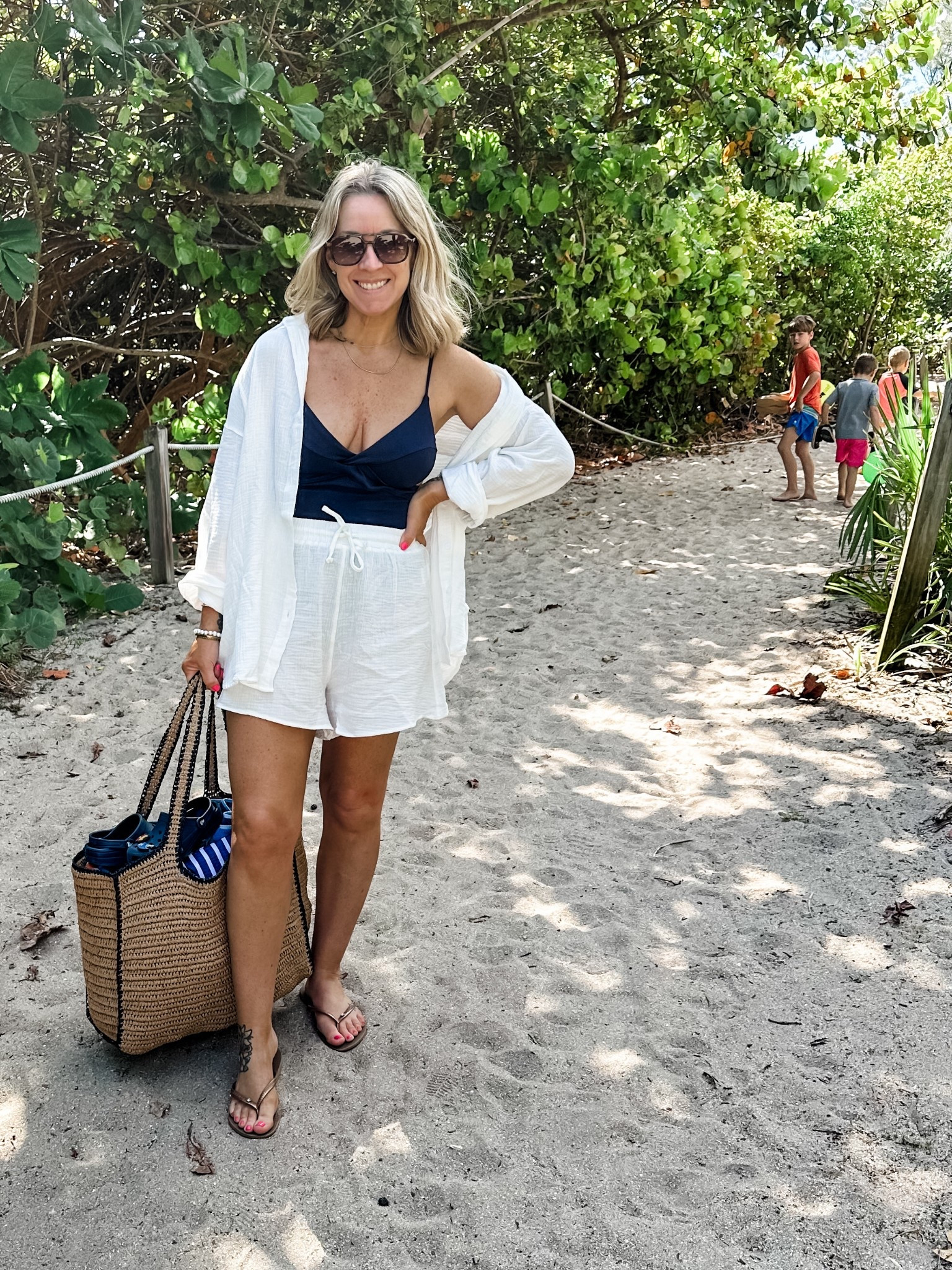 Day 1 beach outfit! Did the beach, lunch, dinner….soaking it all up!! This $25 one piece is amazing, feels good on and looks so chic! Perfect for under this white gauze set, which was a god send in today’s wind and sun! I’m in mediums in all of it! 

#LTKFindsUnder50 #LTKTravel #LTKSwim