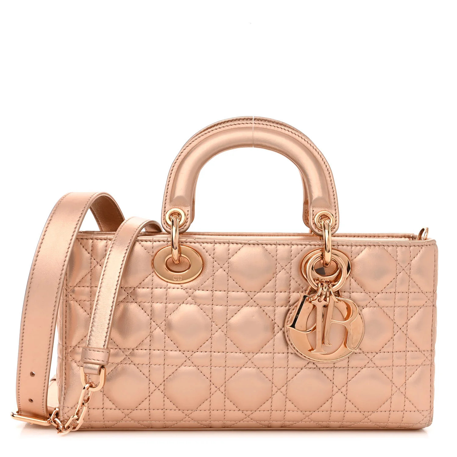 Metallic Lambskin Cannage Medium Lady D-Joy Pink | FASHIONPHILE (US)