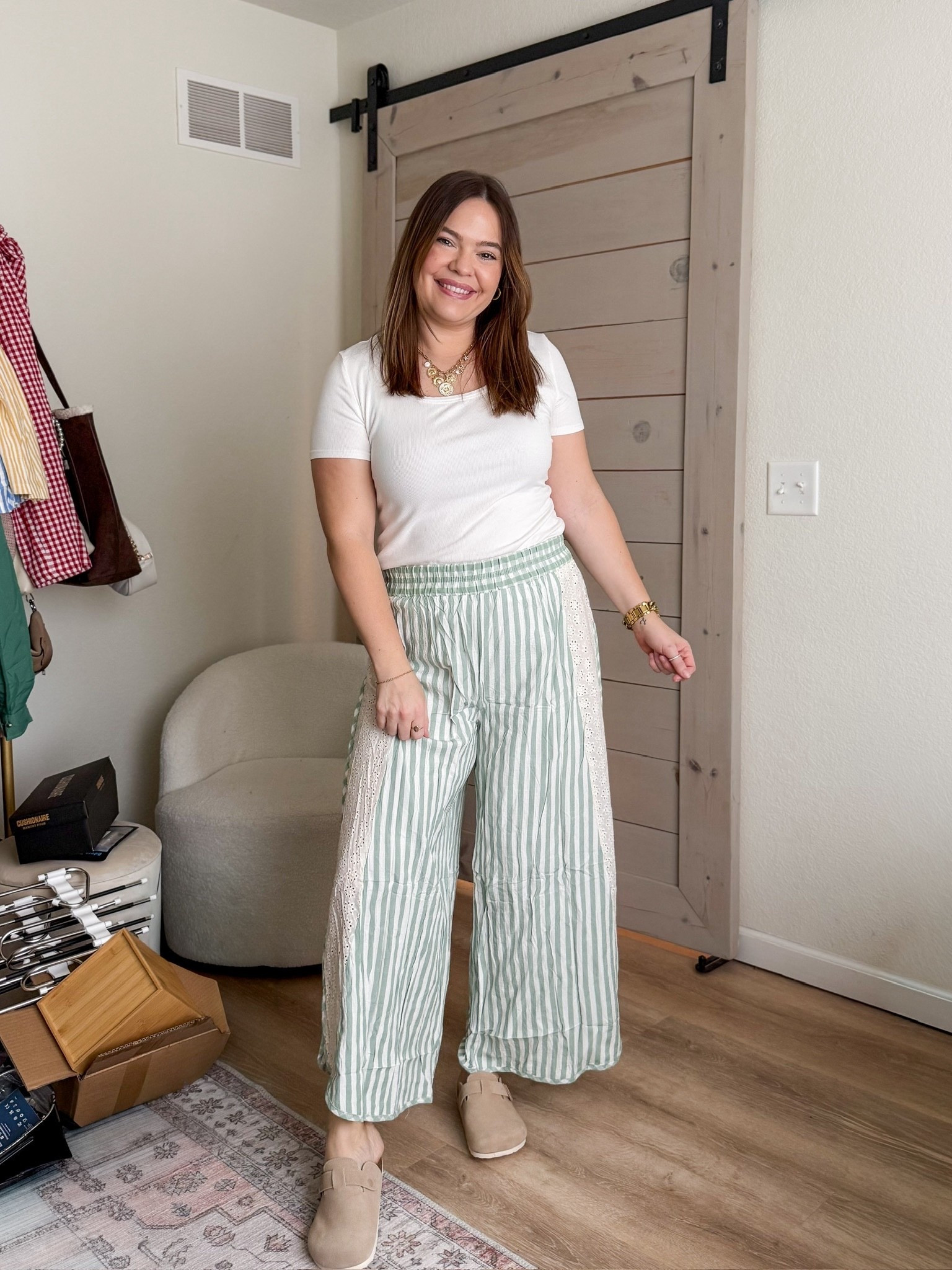 Loving these wide leg pants paired with a simple tee. Perfect for a relaxed yet stylish look! Wearing size large in the pants

#LTKootd #LTKMidsize #LTKSeasonal