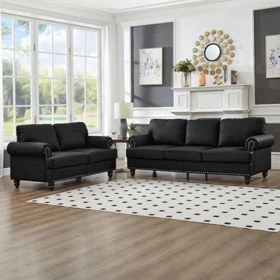Modern Classic Design With Nails Living Room 2+3 Seater Sofa Upholstered Couch | Wayfair North America