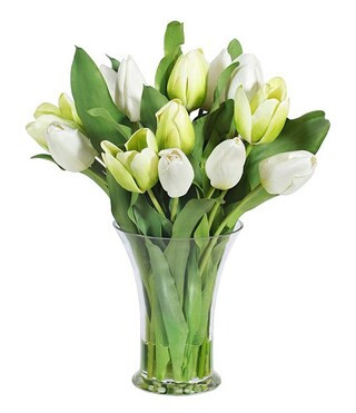Faux Flowers Tulip In Tall Glass Vase | Dillard's