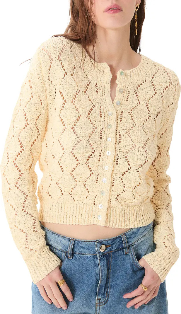 Cerdena Pointelle Cotton Blend Cardigan | Nordstrom