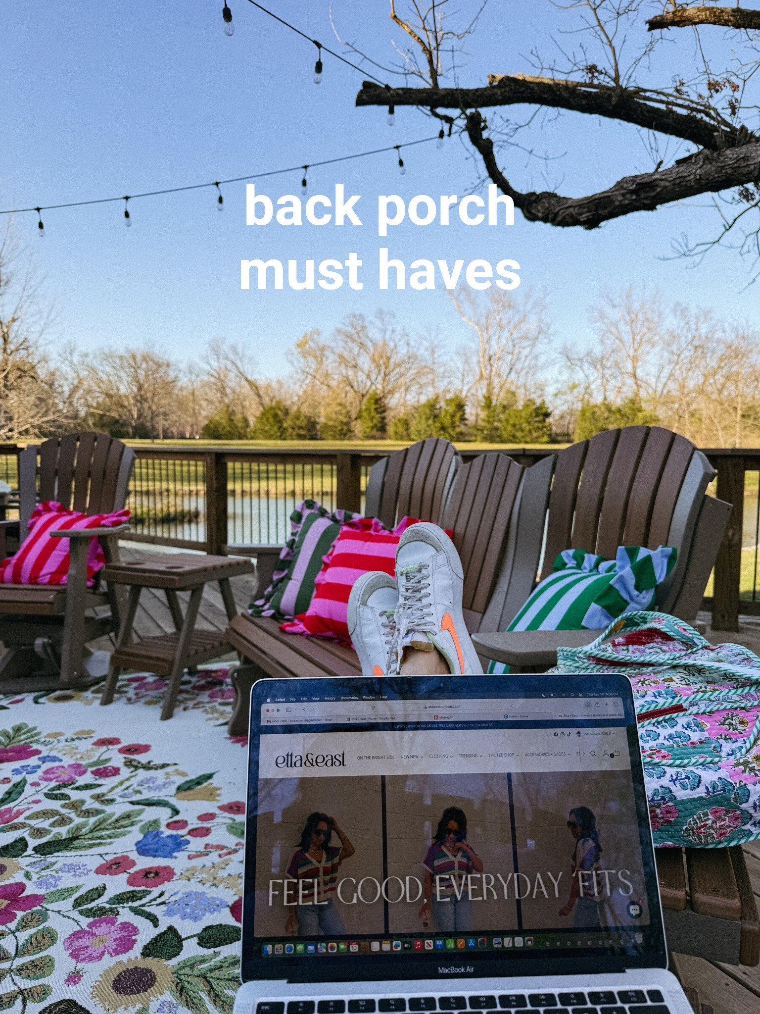 if there’s color and stripes and floral involved… count me in!!! 

PS — our back deck is NOT  covered and this rug has held up since October with no stains and looks PERFECT still! 

and the pillows are my FAVE! have had them on my front porch for over a year and have held up so great, I bought more for the back deck! 

#LTKFindsUnder100 #LTKHome #LTKU