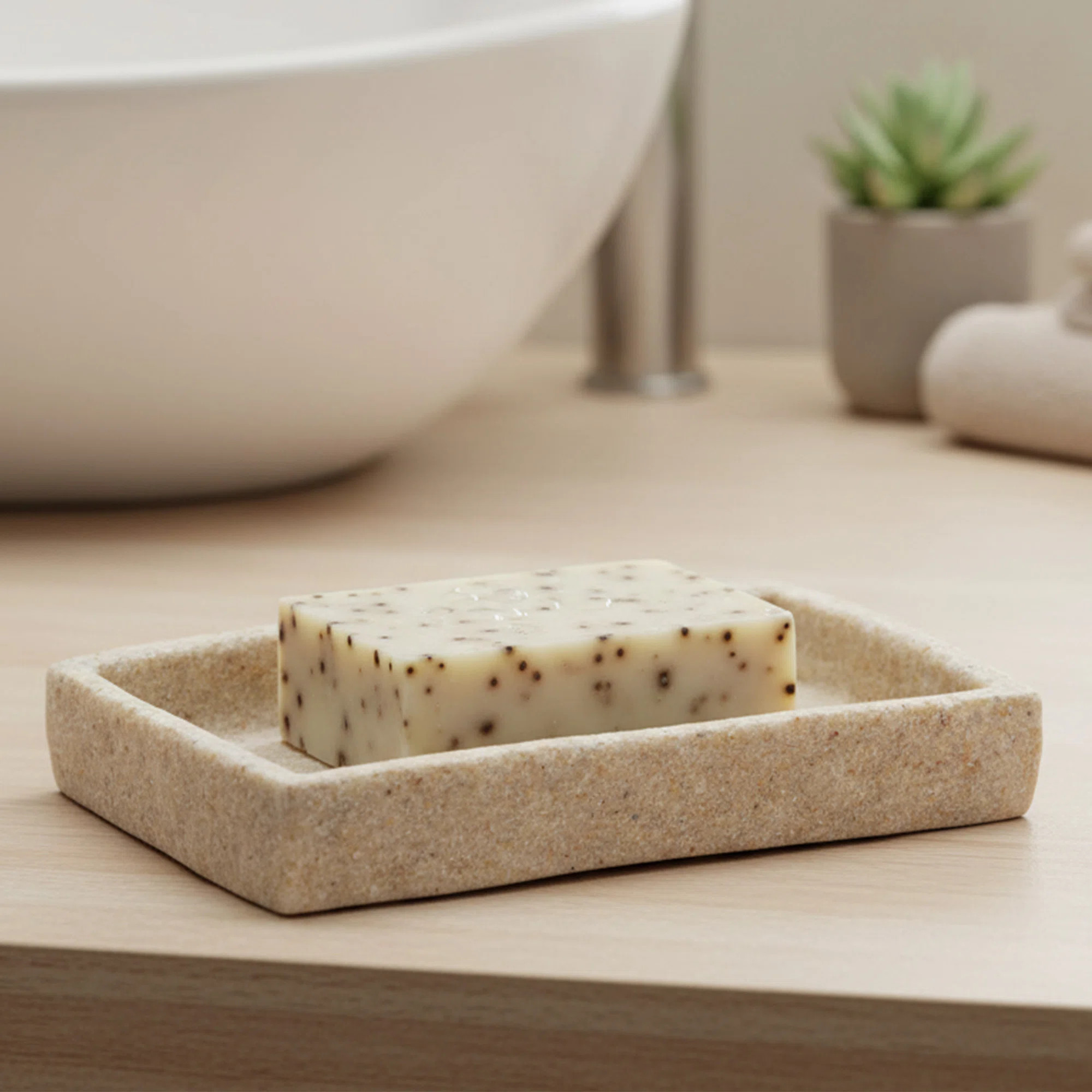 Stone Effect Soap Dish Holder Cup Dispenser Tray | Wayfair North America