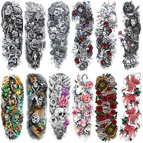 Full Arm Temporary Tattoo For Man Women L19“xW7”(12 Sheets) | Amazon (US)