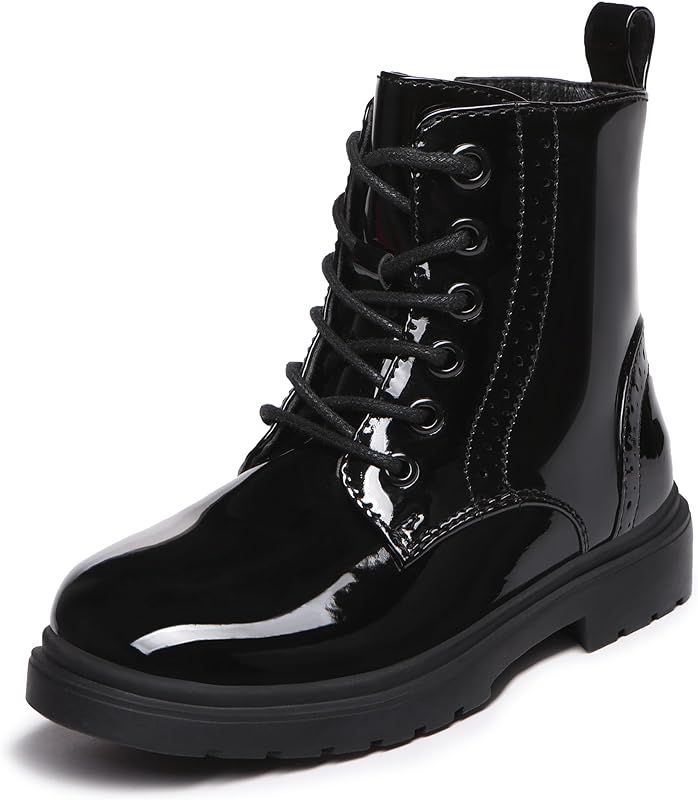 Athlefit Boys Girls Waterproof Combat Boots Lace Up Side Zipper Ankle Booties for Toddler/Little ... | Amazon (US)