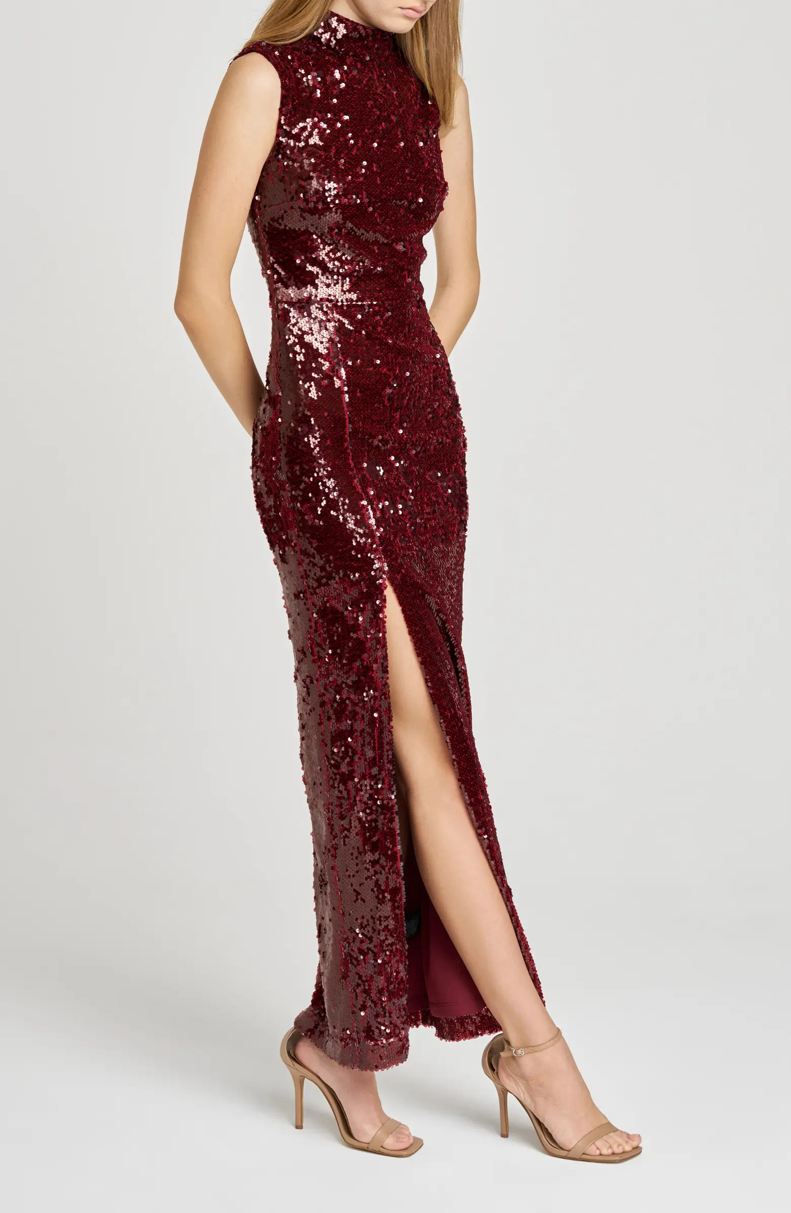 Ivy Sequin Mock Neck Sleeveless Sheath Cocktail Dress | Nordstrom