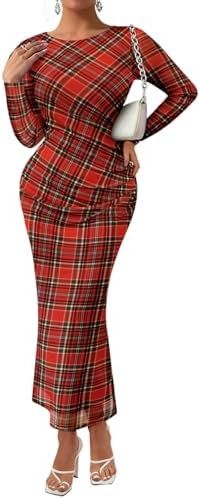 RITERA Plus Size Dresses for Curvy Women Mock Neck Long Sleeve Bodycon Ruched Maxi Fall Dress Coc... | Amazon (US)