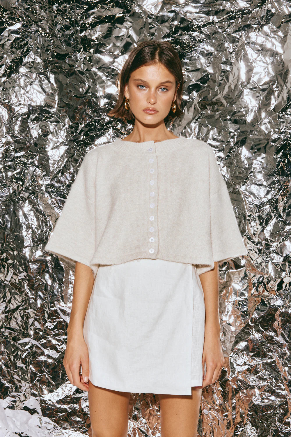 Hailey Knit Cardigan Oyster | VRG Grl