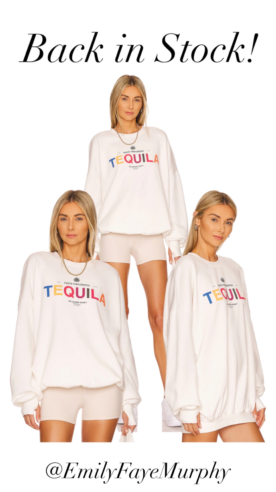 Run! Tequila Siesta sweatshirt is back in stock at Revolve! 💫 Love this cute & cozy sweatshirt. 

#LTKshoecrush #LTKSeasonal #LTKitbag #LTKunder50 #LTKFind #LTKcurves #LTKbaby #LTKwedding #LTKsalealert #LTKstyletip #LTKswim #LTKtravel #LTKunder100 #LTKmens #LTKfit #LTKkids #LTKFestival #LTKworkwear #LTKhome #LTKbeauty #LTKbump #LTKfamily #LTKGiftGuide

denim//romper//bachelorette//jumpsuit//platforms//white sneakers//white shoes//bridal//bride//espadrilles//spring//spring fashion//spring shoes//shoes//fashion sneakers//Shoes//jewelry//earrings//necklace//sunglasses//Sale//spring sale//spring//spring shoes//spring fashion//spring jewelry//flats//sandals//wedges//platforms//heels//statement jewelry//floral//accessories//necklace//Floral//Midi Dress//Maxi Dress//Spring Fashion//Spring Dresses//Puff Sleeves//Ruffles//Spring Prints//wedding guest//dresses//dress//formal dresses//wedding//spring dresses//colorful//vacation dress//beach wedding//tropical//summer dress//summery//fancy//color block//heels//special occasion//mini//mini dress//puff sleeve//metallic//metallic dress//floral//floral dress//ruffled dress//ruffles//spring//spring fashion//eyelet//eyelet dress//white dress//white eyelet//jumpsuit//sale//affordable//marked down//tie waist//button down//raffia//raffia sandals//spring sandals//summer sandals//beach looks//spring looks//platforms//straw//neutral//heels//flats//slides//woven//leather//tote//diaper bag//bag//bags//handbag//clutch//raffia bag//spring bag//big bag//small bag//summer bag//designer bag//tank//long sleeve//short sleeve//ruffle sleeve//long sleeve//date night//satin//linen//smocked//babydoll//babydoll dress//shift dress//shirt dress//wrap dress//T-shirt dress//two piece dress//set//dress set//skirt//top//pants//shorts//work dress//belt//belted dress//beauty//beauty products//under 100//under 50//vacation//beach trip//beach looks//vacation looks//gifts//gift idea//spring bag//night out bag//gold//pearl//trend//spring trend//summer trend//trend bag//wedding//travel//lounge//sweats//sweatshirt