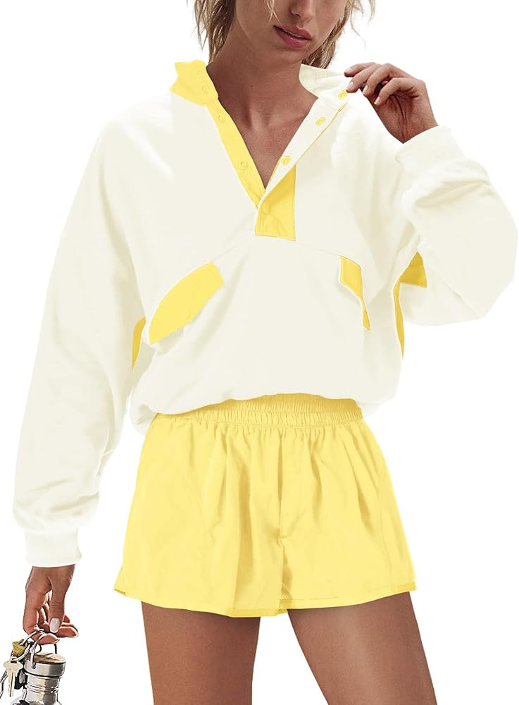 Nirovien Womens Workout Sets Short Athletic Set Activewear 2 Piece Outfits Pullover Sweatshirt an... | Amazon (US)